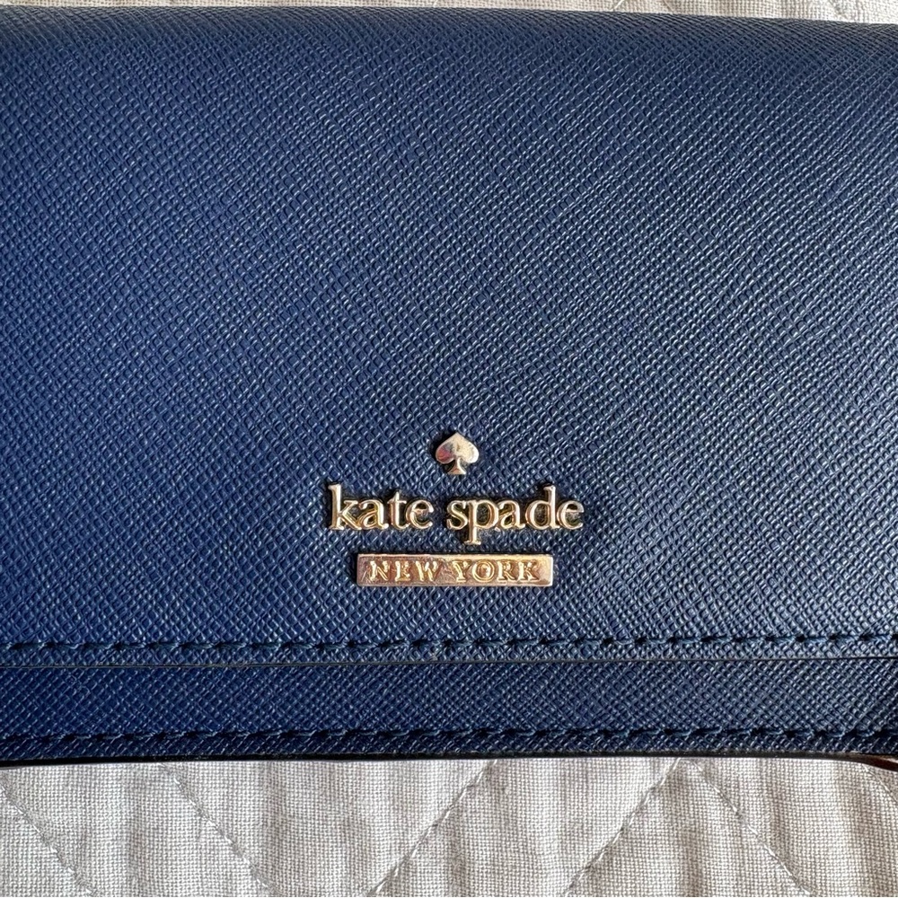 Kate Spade Midnight Blue Clutch with Gold Accents - Picture 2 of 11